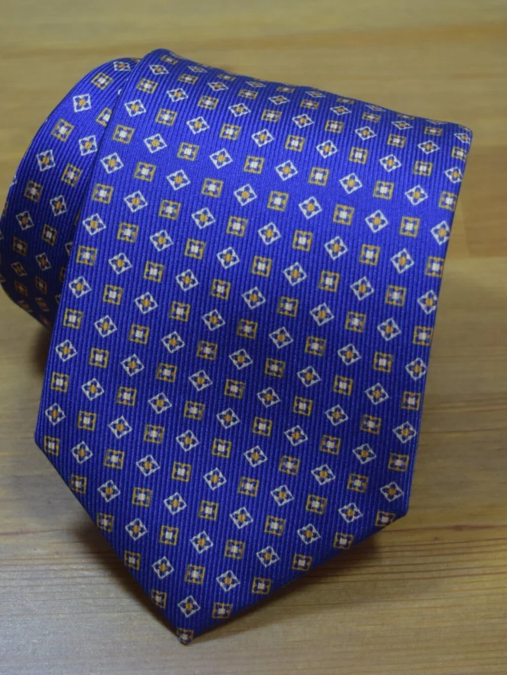 $590 BRIONI Handmade Blue Orange Squares Geometric Long XL Silk Tie Made Italy